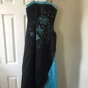 Black and blue prom dress